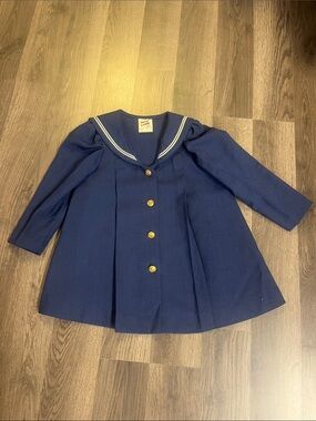 Vintage 3T Navy Sailor Collar Button-Front Dress Good Lad